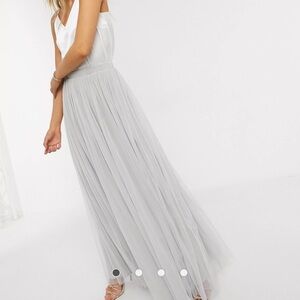 Beauut tulle maxi skirt light grey size 10 NWT